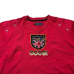 VTG Coogi Australia T Shirt Mens 3XL Red V-Neck Embroidered Casual